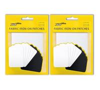 ZEFFFKA 2PACK Fabric Iron-on Patches Inside & Outside Strongest Glue 100% Cotton Black and White Repair Decorating Kit 12 Pieces Size 3" by 4-1/4" (7.5 cm x 10.5 cm)