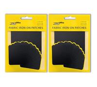 ZEFFFKA 2PACK Fabric Iron-on Patches Inside & Outside Strongest Glue 100% Cotton Black Repair Decorating Kit 12 Pieces Size 3" by 4-1/4" (7.5 cm x 10.5 cm)