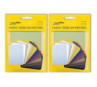 ZEFFFKA 2PACK Fabric Iron-on Patches Inside & Outside Strongest Glue 100% Cotton Blue Gray Beige Brown Yellow Red Green Repair Decorating Kit 14 Pieces Size 3" by 4-1/4" (7.5 cm x 10.5 cm)