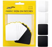 ZEFFFKA Fabric Iron-on Patches Inside & Outside Strongest Glue 100% Cotton Black and White Repair Decorating Kit 12 Pieces Size 3" by 4-1/4" (7.5 cm x 10.5 cm)