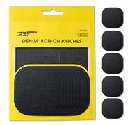 ZEFFFKA Premium Quality Denim Iron-on Jean Patches Inside & Outside Strongest Glue 100% Cotton Black Color Repair Decorating Kit 10 Pieces Size 4-1/4" by 3-3/4" (9.8 cm x 10.8 cm)