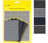 ZEFFFKA Premium Quality Large Plaid Tartan Fabric Iron-on Patches Inside & Outside Strongest Glue 100% Cotton Repair Decorating Kit Jeans Modern Cool Design 4 Pieces Size 5" by 7" (13 cm x 18 cm)