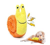 ZEFOXETO Dog Puzzle Toys Snuffle, Dog Snuffle Toy Snail- Interactive Puppy Toys Dogs Plush Squeaky Toys for Foraging Instinct Training and Stress Release Game (Yellow)