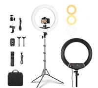 ZEFRONT 18" Professional LED Ring Light Kit with Tripod,CRI≥95, 3000K-6000K Adjustable Brightness & Color Temp, Includes Phone Holder & Remote for Live Streaming, YouTube, TikTok, Photography, Makeup