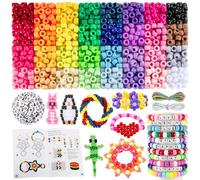 Zefy 32 Colors Pony Beads for Bracelets and Crafts, 2000+ Pcs Kandi Beads with 10 Kandi Cuff Designs and 6 Bead Pets Designs, Bracelet Making Kit with Letter Bead for Keychain Jewellery Making