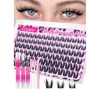 Zegaine Anime Cluster Lashes Kit Wispy Lash Clusters Invisible Band 10-12-14MM Natural Individual Eyelashes Kit Wet Manga Eyelash Clusters Kit with SleepSafe Lash Bond&Seal Tweezers Brushes