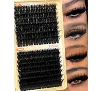 Zegaine Cluster Lashes 200D+300D Individual Eyelashes With Spikes 12-20MM Long Lashes Individual Cluster Thick Eyelash Clusters D Curl Fluffy Lash Clusters 256Pcs