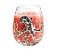 Zegaqae Artisanal Blue Ringed Octopus Glassware, 420ml 2D Clear Novelty | Sea Creature Drinking Glassware,Dolphin Crab Whale Jellyfish Shark Design, - For Ice Water, Juice, Milk, Coffee, Home