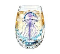 Zegaqae Artisanal Blue Ringed Octopus Glassware, 420ml 2D Clear Novelty | Sea Creature Drinking Glassware,Dolphin Crab Whale Jellyfish Shark Design, - For Ice Water, Juice, Milk, Coffee, Home