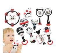 Zegaqae Rattle Teether Toy - Panda Easy-Grasp Rattles,Educational Musical Instruments, Easy Hold Sensory Teether for Early Childhood Development Preschool Learning