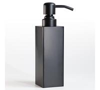 Zegeon Stainless Steel Soap Dispenser for Bathroom, Matte Black Square Design, Metal Pump, Rust-Proof Liquid Hand Soap Dispenser for Kitchen, 8.5oz Refillable Countertop Lotion Bottle