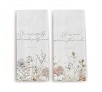 Zeghk Christian Bible Verse Psalms 139:14, Proverbs 3:15 Flower Kitchen Towels Dish Towels 16×24 Inches Christian Hand Tea Towels,Gifts for Christian Women Girls,Set of 2