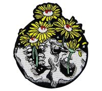 Zegin Death and Hope Daisy Grow Up On Skull Patch Embroidered Applique Badge Iron On Sew On Emblem