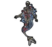 Zegin Mermaid Skull Skeleton Patch Embroidered Applique Badge Iron On Sew On Emblem