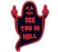 ZEGIN See You in Hell Ghost Patch Embroidered Applique Badge Iron On Sew On Emblem