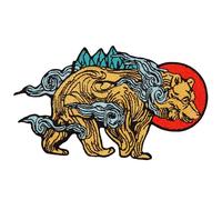 Zegin The Bear Chasing the Sun Through the Clouds Patch Embroidered Applique Badge Iron On Sew On Emblem