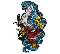 Zegin The King Cobra Hannya Oni Mask Patch Embroidered Applique Badge Iron On Sew On Emblem