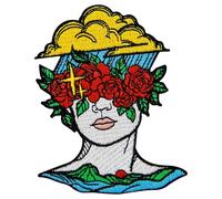 Zegin The Raindrop On Woman Roses Patch Embroidered Applique Badge Iron On Sew On Emblem