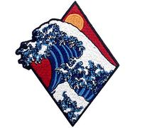 ZEGIN Tsunami Wave Great Wave Patch Embroidered Applique Badge Iron On Sew On Emblem