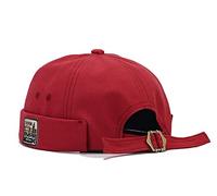 Zegoo Mens Cotton Brimless Skullcap Sailor Cap Rolled Cuff Retro Beanie Hat, Red, One Size