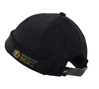 Zegoo Unisex Beanie Corduroy Docker Brimless Hat Rolled Cuff Harbour Hat, Black, One size