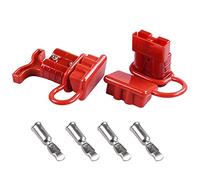ZeHGch 120 Amp 2 pcs 120A Battery Connector Quick Disconnect + 2 pcs 120A amp Handle Battery Power Connector + 1 pcs Dust Cover (Red, 4 AWG)