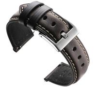 Zehior Leather Watch Bands Vintage Quick Release Replacement Top Grain Genuine Leather Watch Straps for Men Women 24mm, Dark Gray