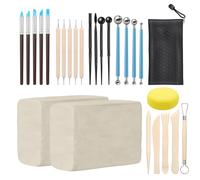 ZEHIQ White Air Dry Clay 2.2 lbs with 25pcs Pottery Sculpting Tools Set | Natural Modeling Clay, Pottery Wheel & Hand Building, DIY Craft Projects, Perfect for Beginners and Professional artists