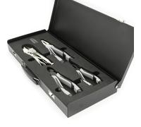 Zehn Tools- 4 Piece Pliers Set in a Foam Tray and Metal Box Combi Wire Cutters Mole Grips Needlenose