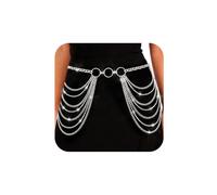 Zehope Rhinestone Layered Waist Chain Silver Sexy Belly Chains Bikini Crystal Body Chain for Women