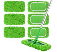ZEHRAI 6Pcs Reusable Microfiber Mop Pads Compatible with Swiffer Sweeper Mop, Wet and Dry Flat mop Cover, Replacement Sweeping Mopping pad Refills for Surface/Hardwood Floor Cleaning