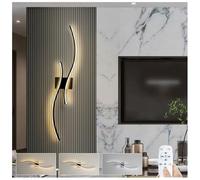 ZEHUILT LED Long Strip Wall Lamp, Modern Linear Wall Sconce, Dimmable Minimalist Aluminum Wall Mounted Background Lamp, for Bedroom Living Room Hallway Stairs,Black,80CM