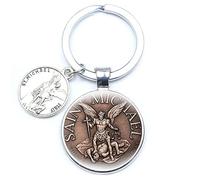 ZEIA3 Archangel St.Michael Keychain Protect Me Saint Shield Angel Protection Metal Pendant Key Ring Orhodox Amulet Christian Jewelry