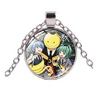 ZEIA3 Assassination Classroom Necklace Korosensei Shiota Nagisa Akabane Karuma Anime Figures Glass Photo Cabochon Pendant Gift