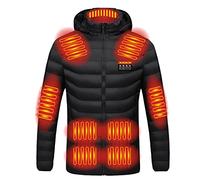 Zeiayuas 2025 Upgraded Heated Jacket, 19 Heating Zone Men's Electric Heating Down Jacket Waterproof Windproof Electric Coat Outerwear with 3 Temperature for Outdoor Camping Hiking Golf