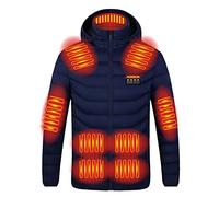 Zeiayuas 2025 Upgraded Heated Jacket, 19 Heating Zone Men's Electric Heating Down Jacket Waterproof Windproof Electric Coat Outerwear with 3 Temperature for Outdoor Camping Hiking Golf
