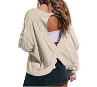 Zeiayuas Backless Tops for Women UK Open Back Workout Top Backless Long Sleeve Athletic Shirt Running Crop Top Gym Yoga Tee Shirt Ladies Casual Loose Fit Pullover Blouses