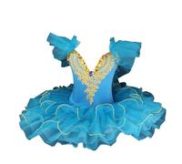 Zeiayuas Ballet Leotard for Girls Kids Short Sleeve Lace Sequined Embroidered Tulle Cami Dresses Tutu Skirt Ballerina Dance Swan Lake Costume 0-12 Years Sky Blue