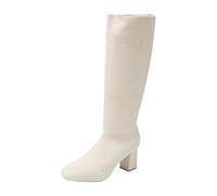 Zeiayuas Black Thigh High Boots for Women Platform Over The Knee High Boots Lug Sole Comfortable Stretch Booties Ladies Cowboy Long Booties Western Combat Bootie Size 5