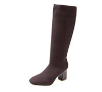 Zeiayuas Black Thigh High Boots for Women Platform Over The Knee High Boots Lug Sole Comfortable Stretch Booties Ladies Cowboy Long Booties Western Combat Bootie Size 5