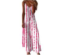 Zeiayuas Boho Dress Ladies Summer Sleeveless V Neck Flowy Maxi Dresses Boho Beach Floral Print Dress Elegant Party Casual Long Dresses A-line Holiday Bohemian Sundress Plus Size 18