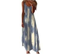 Zeiayuas Boho Dress Ladies Summer Sleeveless V Neck Flowy Maxi Dresses Boho Beach Floral Print Dress Elegant Party Casual Long Dresses A-line Holiday Bohemian Sundress Plus Size 18