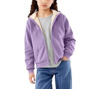 Zeiayuas Boys Girls Fleece Hoodie Jacket Unisex Kids Solid Full-Zip Sherpas Lined Sweatshirt Soft Warm Long Sleeve Zipped Coat for Children Thick Winter Outerwear Casual Fashion Hoodie