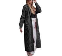 Zeiayuas Cardigan for Women UK Chunky Cable Knitted Sweater Long Sleeve Open Front Sweaters Coats Knit Jumper Long Jacket Cardigans Hooded Cardigans Knitwear Ribbed Cuffs Sweater Outerwear