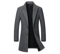 Zeiayuas Casual Blazer for Men UK Regular Fit Formal Business Wedding Tuxedo Jackets Woolen Coat Two Button Suit Winter Long Trench Coat Daily Smart Corduroy Lightweight Blazers Gray
