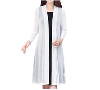 Zeiayuas Chiffon Kimono Cardigans for Women Lightweight Summer Sheer Shrug Top Long Sleeve Open Front Swim Beach Cover up Transparent Sunscreen Shirt Beachwear Wrap Bolero Cardigan for Evening Dress