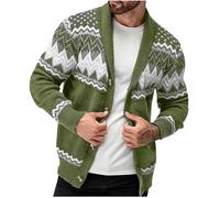 Zeiayuas Christmas Jumper for Men Christmas Tree Cardigans Funny Print Snowflake Jumper Novelty Knitted Sweater Long SleeveButton Down Jacket Vintage Tops Sweaters Xmas Plus Szie Jumpers Mint Green