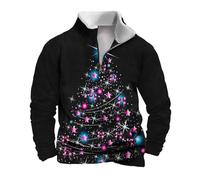 Zeiayuas Christmas Jumper Men UK Santa Claus Sweatshirt V Neck 1/4 Zipper Christmas Pullover Reindeer Elk Print Hoodie Funny Novelty Graphic Top Plus Size Snowman Xmas Jumper with Pocket