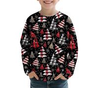 Zeiayuas Christmas Jumpers Girls Funny Christmas Tree Graphic Sweatshirt Kids Xmas Tree Pullover Tops Crew Neck Long Sleeve Blouse Child Xams Jumper Oversized Sweatshirts Tunic Top