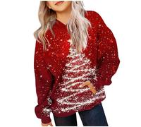 Zeiayuas Christmas Jumpers Kids, Xmas Graphic Hoodies Girls Long Sleeve Christmas Tree Print Jumper Novelty Funny Xmas Holiday Casual Pullover Santa Snowflake Hoodie Kids Loose Sweatshirt